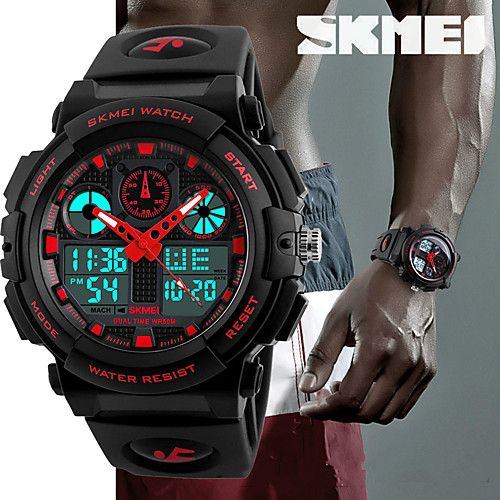 

SKMEI Boys' Wrist Watch Digital Casual Water Resistant / Waterproof Analog - Digital Red Blue Gold / Quilted PU Leather / Calendar / date / day / Stopwatch / Noctilucent