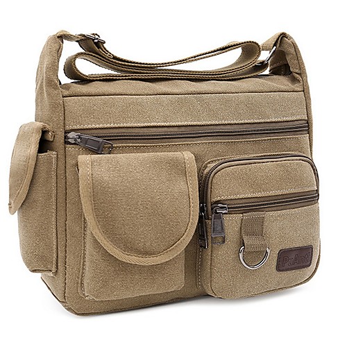 

Men's Bags Canvas Shoulder Messenger Bag Crossbody Bag Daily Outdoor Canvas Bag MessengerBag Black Khaki Green Brown