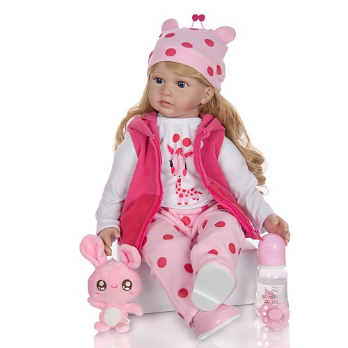 

KEIUMI 24 inch Reborn Doll Baby & Toddler Toy Reborn Toddler Doll Baby Girl Gift Cute Lovely Parent-Child Interaction Tipped and Sealed Nails Half Silicone and Cloth Body with Clothes and Accessories