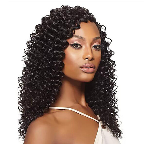 

Human Hair Lace Front Wig Free Part style Mongolian Hair Shimmer Deep Curly Black Wig 130% Density Classic Women Fashion Women's Long Medium Length Human Hair Lace Wig Clytie