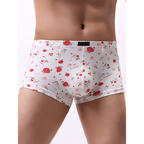 

Men's 1 Piece Print Boxers Underwear - Normal Low Waist Blue Red Yellow S M L