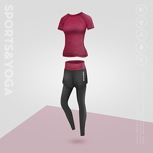 

Women's Activewear Set Workout Outfits Athletic Athleisure Short Sleeve 2pcs Winter Lightweight Breathable Quick Dry Fitness Gym Workout Running Active Training Jogging Sportswear Outfit Set Clothing