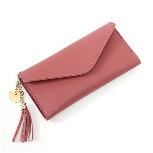 

Women's Bags PU Leather Wallet Tassel Solid Color Daily Blushing Pink