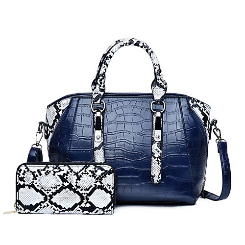 

Women's Bags PU Leather Leather Bag Set 2 Pieces Purse Set Buttons Zipper Daily Outdoor Bag Sets 2021 Handbags Black Blue Red Brown
