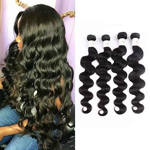 

4 Bundles Hair Weaves Brazilian Hair Body Wave Human Hair Extensions Remy Human Hair 100% Remy Hair Weave Bundles 400 g Natural Color Hair Weaves / Hair Bulk Human Hair Extensions 8-28 inch Natural