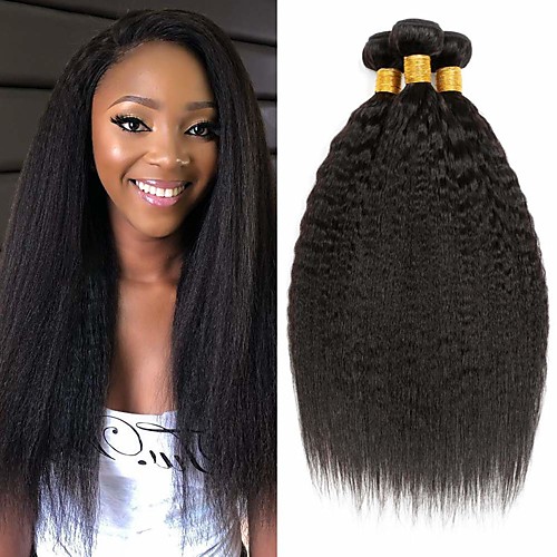 

3 Bundles Hair Weaves Brazilian Hair kinky Straight Human Hair Extensions Remy Human Hair 100% Remy Hair Weave Bundles 300 g Natural Color Hair Weaves / Hair Bulk Human Hair Extensions 8-28 inch / 8A