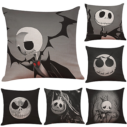 

Halloween Party Halloween Decor Horror Ghost1 Set of 6 pcs Halloween Series Decorative Linen Throw Pillow Cover 18 x 18 inches 45 x 45 cm