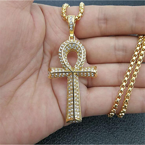 

Women's Men's Cubic Zirconia Pendant Necklace Classic Cross Fashion Titanium Steel Gold Silver 60 cm Necklace Jewelry 1pc For Anniversary Festival