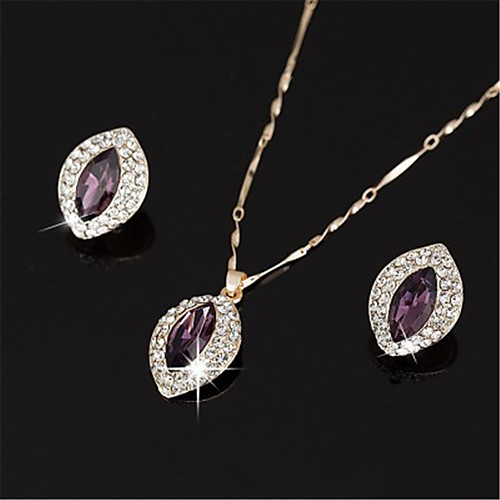 

Women's White AAA Cubic Zirconia Stud Earrings Choker Necklace Bridal Jewelry Sets Tennis Chain Mini Stylish Luxury Earrings Jewelry Purple / Green For Party Wedding Engagement 1 set