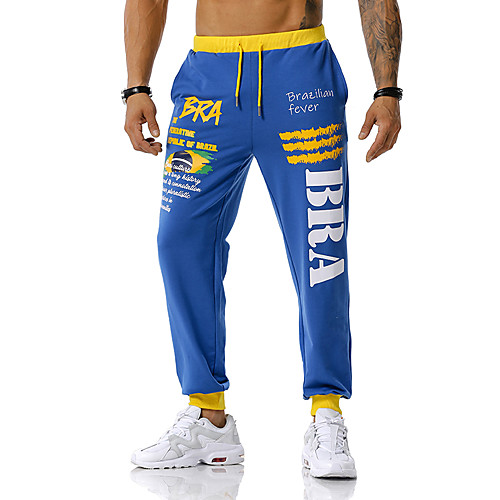 

Men's Sportswear Casual Basic Loose Outdoor clothing Practise Vacation Sweatpants Pants Letter Full Length Sporty Black Blue Green / Spring / Fall