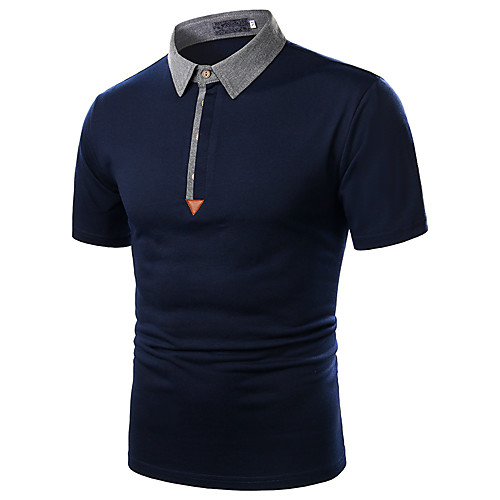 

Men's Polo Solid Colored Patchwork Short Sleeve Daily Tops Basic Light gray Navy Blue