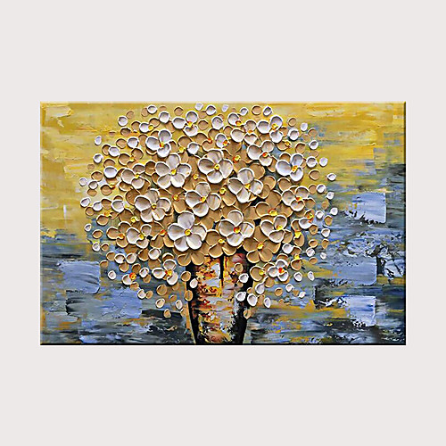 

Oil Painting Hand Painted Horizontal Abstract Floral / Botanical Modern Rolled Canvas (No Frame)