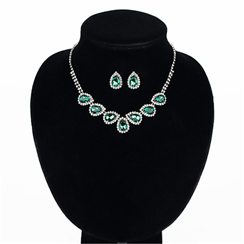 

Women's White AAA Cubic Zirconia Stud Earrings Choker Necklace Bridal Jewelry Sets Tennis Chain Mini Stylish Luxury Earrings Jewelry Red / Green For Party Wedding Engagement 1 set