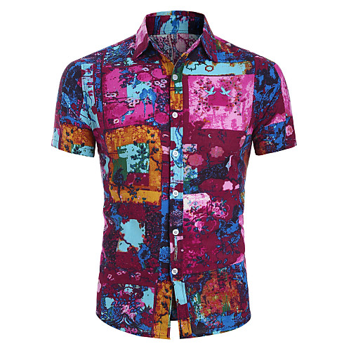 

Men's Shirt Graphic Print Short Sleeve Daily Tops Hawaiian Wine