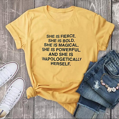 

Women's Mom T-shirt Graphic Prints Letter Print Round Neck Tops 100% Cotton Basic Basic Top White Black Purple