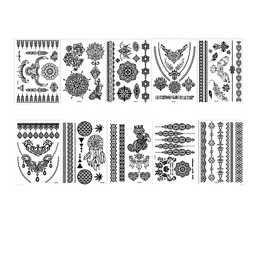 

6 Sheets Randomly tattoo designs Temporary Tattoos Henna Tattoo Stickers Lace Mehndi Temporary Tattoos for Maverick Women Teens Girls YHB01-08