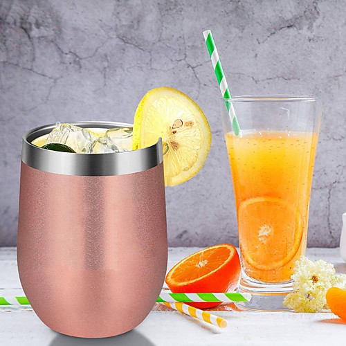 

Insulated Wine Tumbler 12oz with Glass Lid and Double Stainless Steel Walls for Coffee Mug Champaign Cocktail Wine and Beer