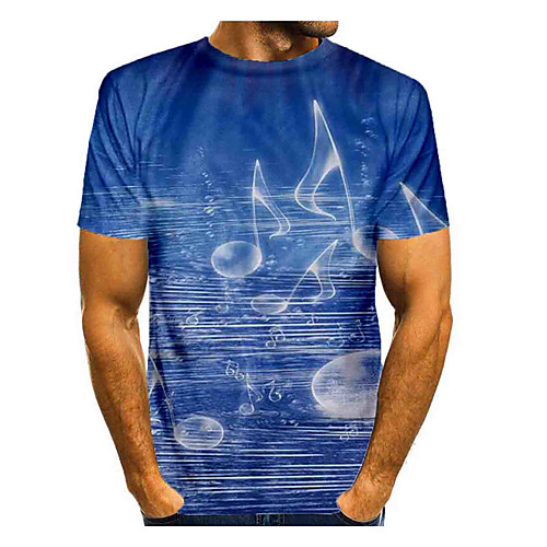

Men's T shirt Graphic Print Short Sleeve Daily Tops Basic Blue