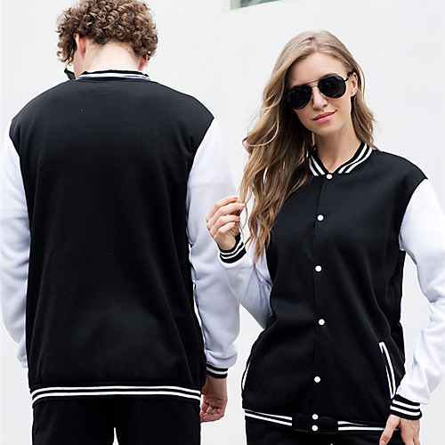 

Women's Men's Baseball Jersey Sports Fashion Cotton Jacket Long Sleeve Activewear Breathable Comfortable Black Pink Dark Navy / Winter
