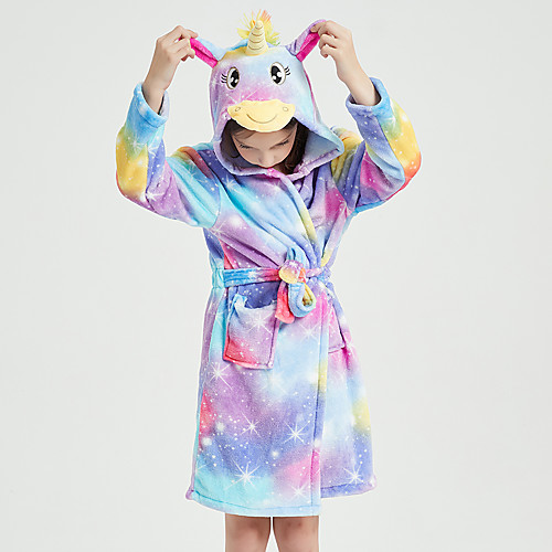 

Kid's Kigurumi Pajamas Bathrobe Oodie Unicorn Flying Horse Onesie Pajamas Flannel Fabric Purple Cosplay For Boys and Girls Animal Sleepwear Cartoon Festival / Holiday Costumes / Bath Robe