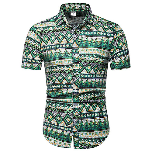 

Men's Shirt Graphic Short Sleeve Daily Tops Business Basic Green