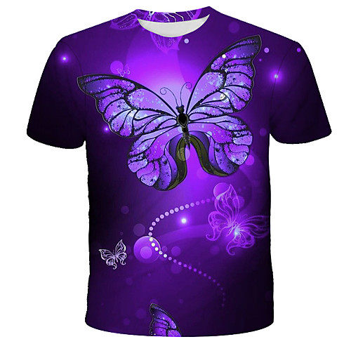 

Men's T shirt Graphic Print Short Sleeve Daily Tops Streetwear Exaggerated Purple