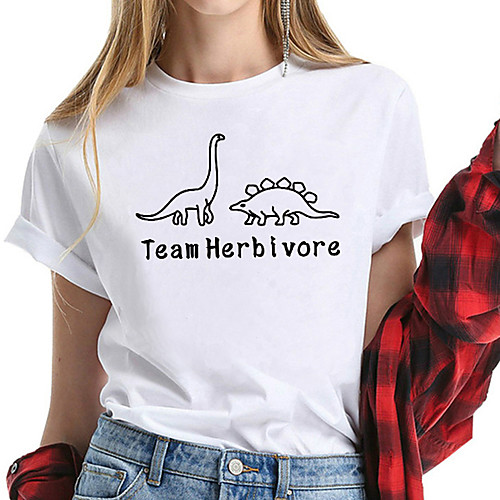 

Women's T-shirt Graphic Prints Print Round Neck Tops 100% Cotton Basic Basic Top White Black Yellow