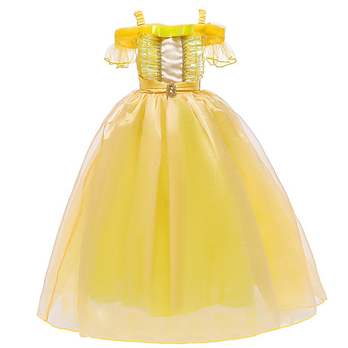 

Princess Belle Dress Flower Girl Dress Girls' Movie Cosplay A-Line Slip Vacation Dress Yellow Dress Halloween Children's Day Masquerade Polyester