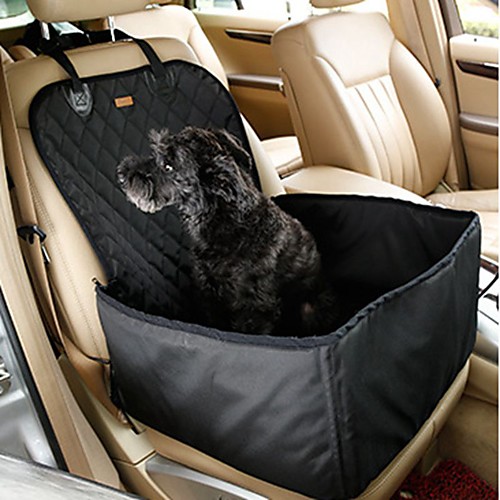 

Dog Cat Car Seat Cover Pet Booster Seat Mini Travel Casual Solid Colored Fabric Black Brown