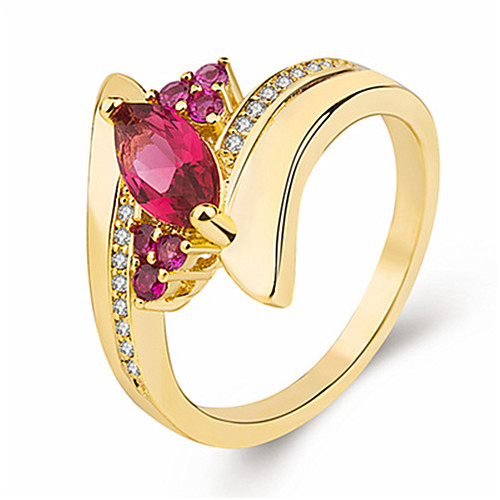 

Women's Ring AAA Cubic Zirconia 1pc Gold-Red Purple Gold / Blue Platinum Plated Alloy Stylish Party Gift Jewelry Cute