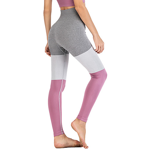 

Women's Yoga Pants Seamless Patchwork Tights Leggings Tummy Control Butt Lift Breathable Apricot Purple Blue Nylon Yoga Fitness Running Winter Sports Activewear High Elasticity