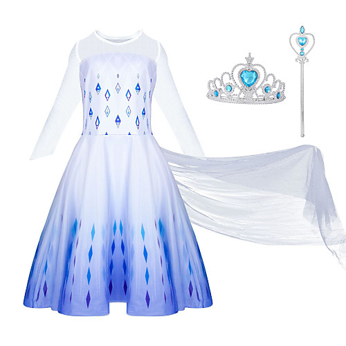 

Frozen Dress Cosplay Costume Girls' Movie Cosplay Vacation Dress Halloween Blue Dress Wand Halloween New Year Polyester / Cotton