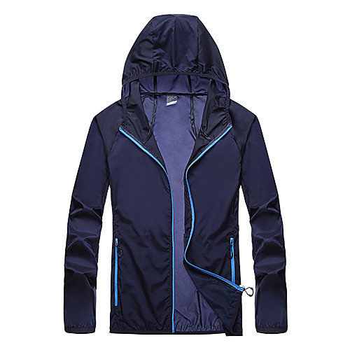 

Men's Windbreaker Hiking Jacket Outdoor Thermal Warm Windproof Sunscreen Breathable Top Spandex Camping / Hiking Fishing Running Dark Grey White Blue Light Grey Dark Blue / Quick Dry