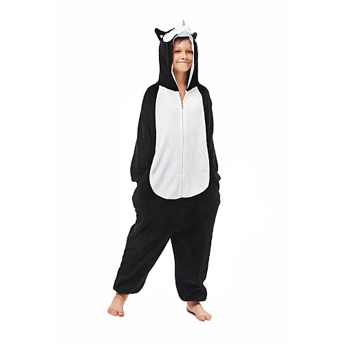 

Kid's Kigurumi Pajamas Dog Onesie Pajamas Flannel Fabric Black / White Cosplay For Boys and Girls Animal Sleepwear Cartoon Festival / Holiday Costumes / Leotard / Onesie