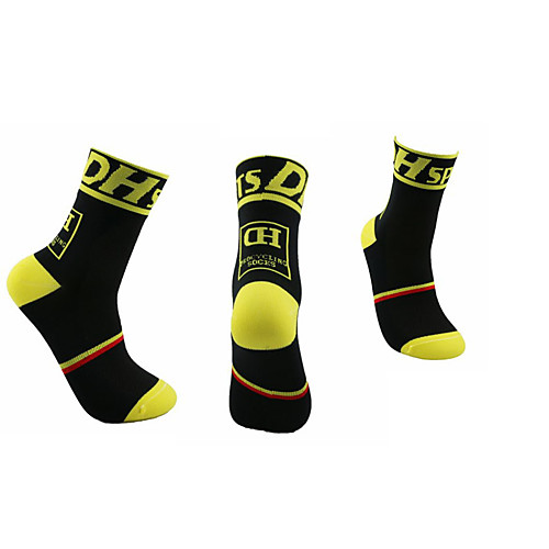 

Men's Women's Athletic Sports Socks Cycling Socks Nylon Spandex Light Yellow Black / Yellow White Bike Anatomic Design Sports Clothing Apparel / Stretchy