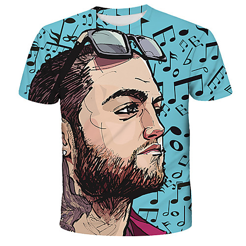 

Men's T shirt Graphic Print Short Sleeve Daily Tops Streetwear Exaggerated Rainbow