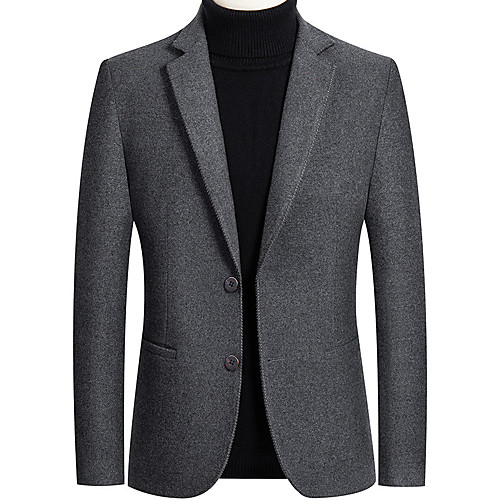 

Black / Gray Regular Fit Polyester Men's Suit - Notch lapel collar