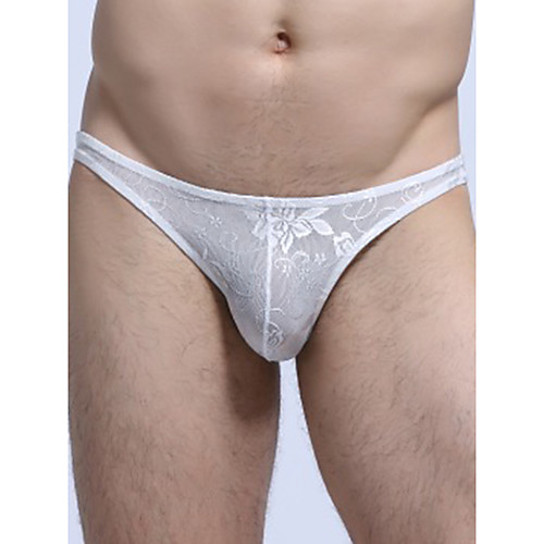 

Men's 1 Piece Lace Briefs Underwear - Normal Low Waist White Black M L XL