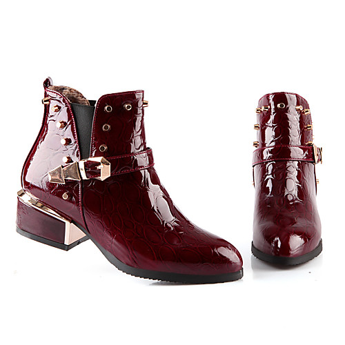 

Women's Boots Block Heel Boots Cuban Heel Pointed Toe Booties Ankle Boots Casual Basic Daily Patent Leather Rivet Black / Red Black Blue / Booties / Ankle Boots / Booties / Ankle Boots