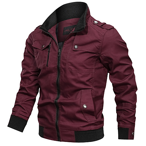 

Men's Hiking Jacket Military Tactical Jacket Outdoor Solid Color Thermal Warm Lightweight Windproof Breathable Jacket Top Cotton Hunting Fishing Climbing Black Red Army Green Blue Khaki / Casual