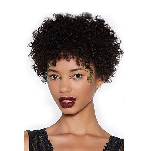 

Remy Human Hair Wig Short Kinky Curly Short Bob Natural Women Sexy Lady New Capless Malaysian Hair Women's Natural Black #1B 8 inch