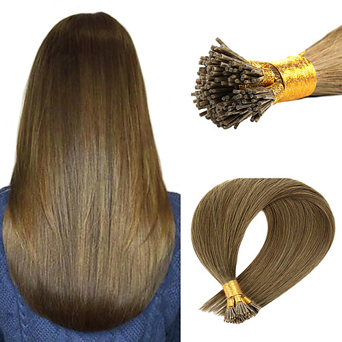 

Fusion / I Tip Hair Extensions Human Hair 50 pcs Pack Straight Hair Extensions
