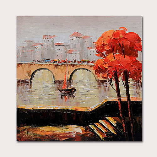 

Oil Painting Hand Painted Square Landscape Abstract Landscape Modern Stretched Canvas