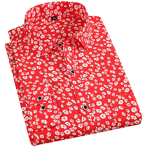 

Men's Shirt Floral Long Sleeve Daily Tops Basic Beach Black Red Yellow