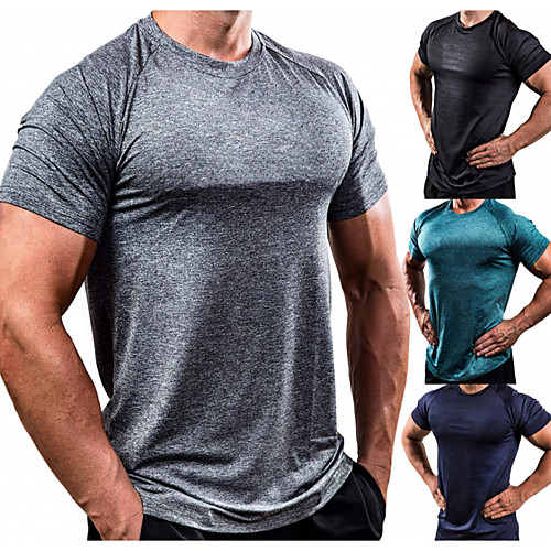 

Men's Short Sleeve Workout Tops Running Shirt Tee Tshirt Top Athleisure Summer Breathable Soft Sweat Out Fitness Gym Workout Performance Running Training Sportswear Solid Colored Normal White Black