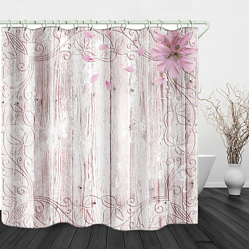 

Wood Petals Digital Print Waterproof Fabric Shower Curtain for Bathroom Home Decor Covered Bathtub Curtains Liner Includes with Hooks