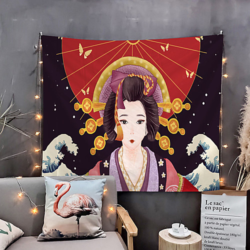 

Japanese Painting Style Ukiyo-e Wall Tapestry Art Decor Blanket Curtain Hanging Home Bedroom Living Room Decoration Kimono Wowan Geisha