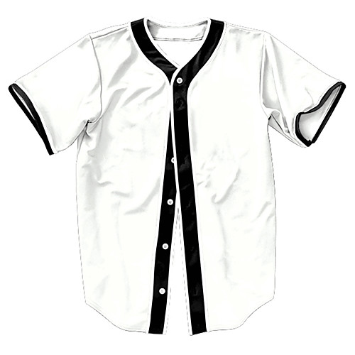 

Men's Baseball Jersey Sports Fashion Polyester Top Short Sleeve Activewear Breathable Quick Dry Comfortable White