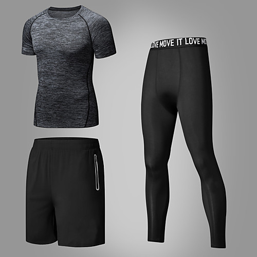 

Men's Activewear Set Short Sleeve 2pcs Spandex Breathable Quick Dry Soft Fitness Gym Workout Performance Running Active Training Sportswear Athletic Clothing Set Dark Grey White Black Activewear