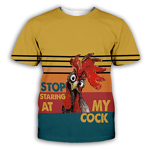 

Men's T shirt Graphic Animal Print Short Sleeve Halloween Tops Basic Rainbow